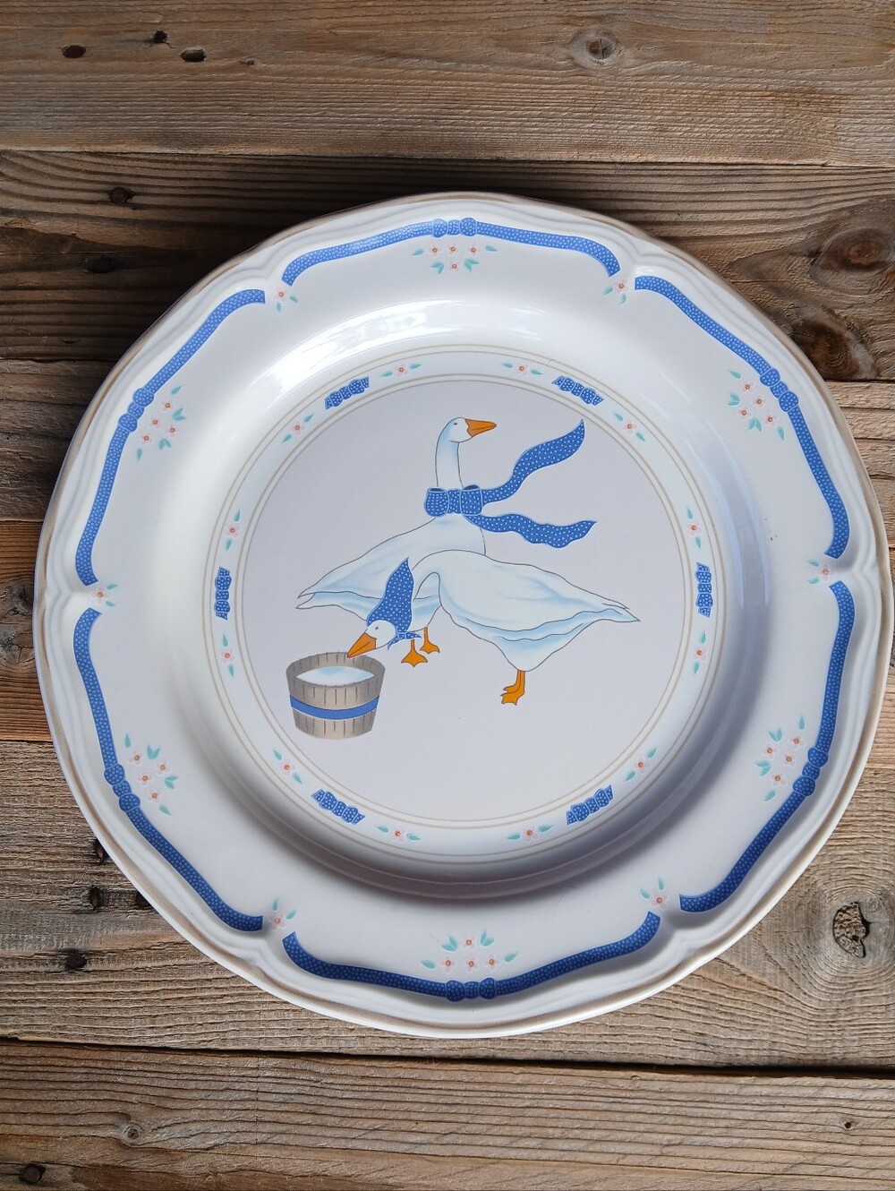 Vintage Cottagecore Goose Dinner Plate/Farmhouse/Newcor Countryside Geese Plate
